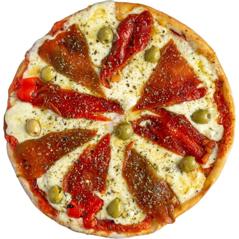 Pizza Jamon y Morrones - Pizzeria Petrona